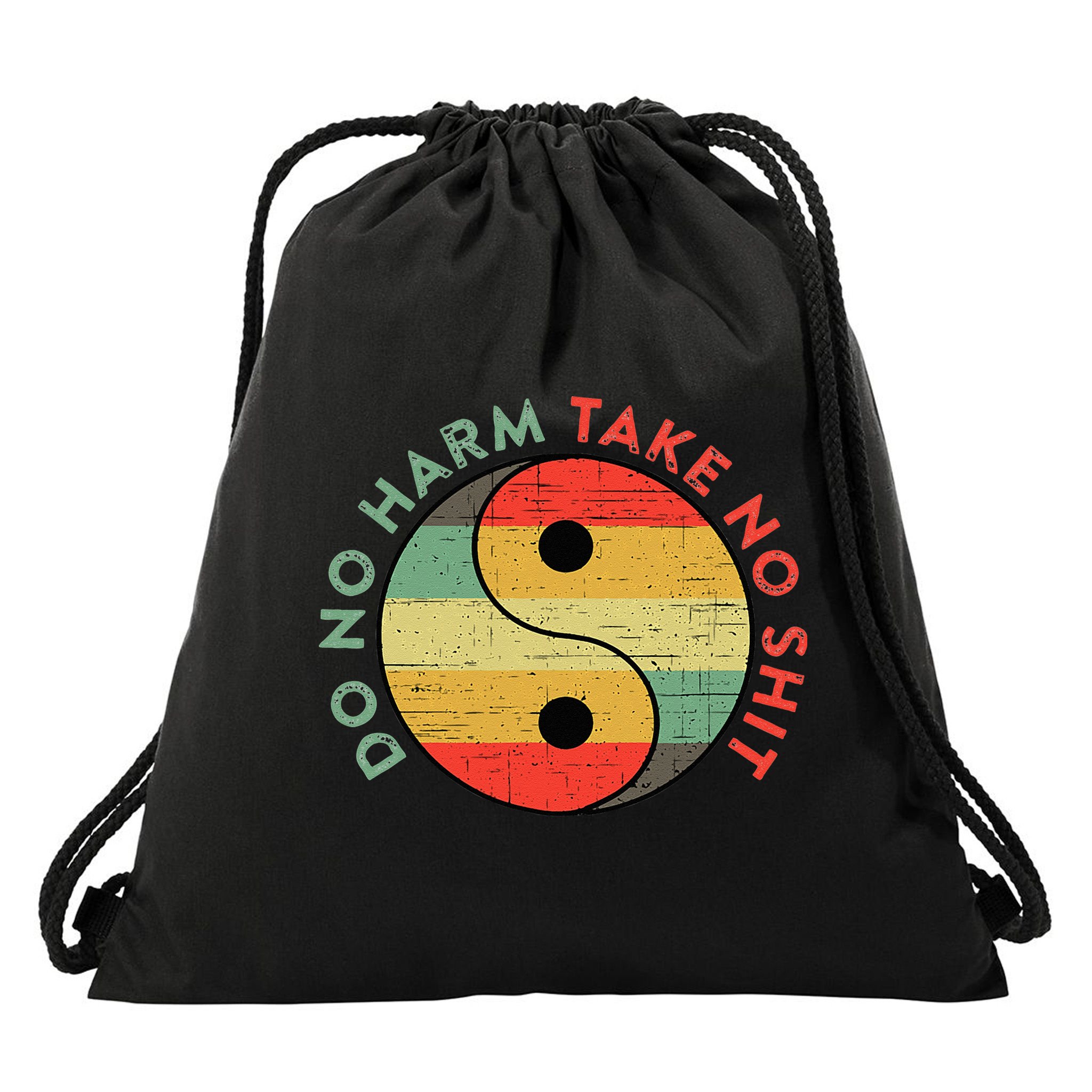 Do No Harm Take No Shit Funny Yin Yang Badass Yoga Teacher Drawstring Bag