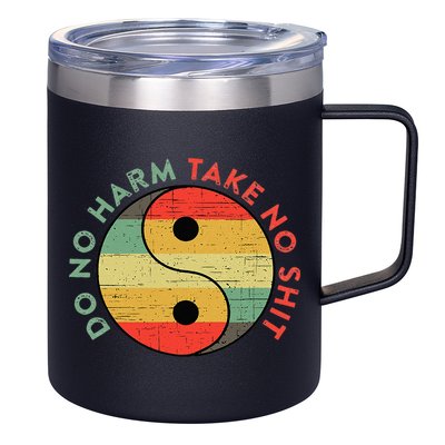 Do No Harm Take No Shit Funny Yin Yang Badass Yoga Teacher 12oz Stainless Steel Coffee Mug