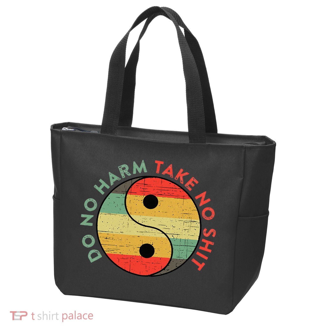 Do No Harm Take No Shit Funny Yin Yang Badass Yoga Teacher Zip Tote Bag