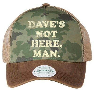 DaveS Not Here Man Simple Saying Black White Legacy Tie Dye Trucker Hat