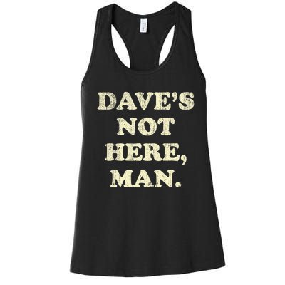 DaveS Not Here Man Simple Saying Black White Women's Racerback Tank