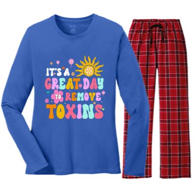 Dialysis Nurse ItS Great Day To Remove Toxins Nurse For Mom Funny Gift Women's Long Sleeve Flannel Pajama Set 