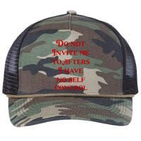 Do Not Invite Me To Afters I Have No Self Control Retro Rope Trucker Hat Cap