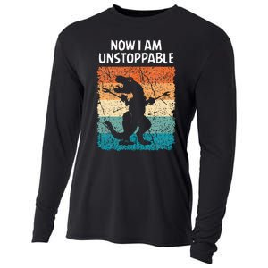 Dinosaur Now I Am Unstoppable Funny Trex Cooling Performance Long Sleeve Crew