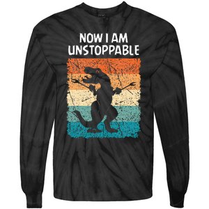 Dinosaur Now I Am Unstoppable Funny Trex Tie-Dye Long Sleeve Shirt