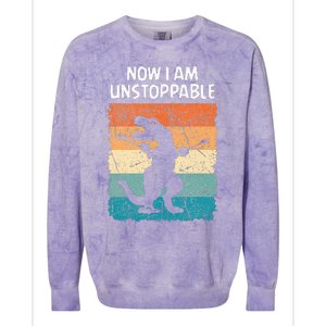 Dinosaur Now I Am Unstoppable Funny Trex Colorblast Crewneck Sweatshirt