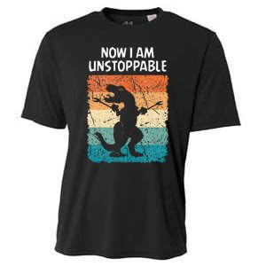 Dinosaur Now I Am Unstoppable Funny Trex Cooling Performance Crew T-Shirt