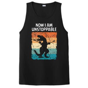 Dinosaur Now I Am Unstoppable Funny Trex PosiCharge Competitor Tank