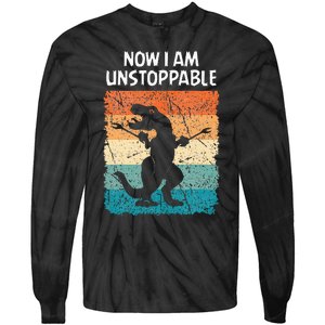 Dinosaur Now I Am Unstoppable Funny Trex Tie-Dye Long Sleeve Shirt