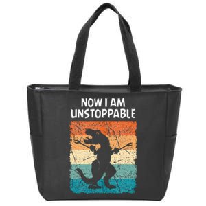 Dinosaur Now I Am Unstoppable Funny Trex Zip Tote Bag