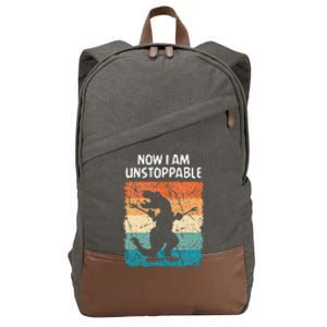 Dinosaur Now I Am Unstoppable Funny Trex Cotton Canvas Backpack