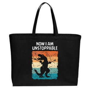 Dinosaur Now I Am Unstoppable Funny Trex Cotton Canvas Jumbo Tote