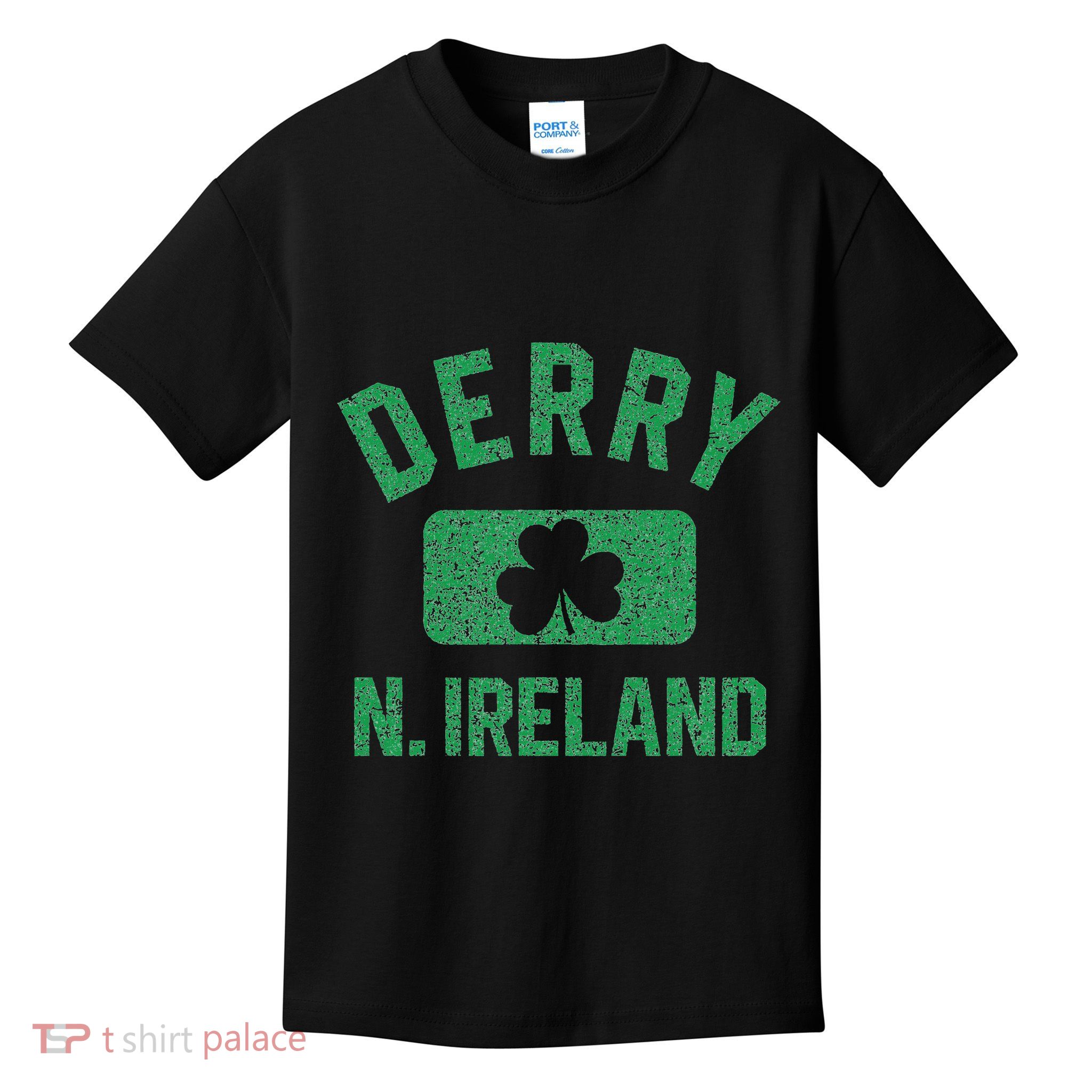 Derry N. Ireland Gym Style Distressed Green Print Kids T-Shirt