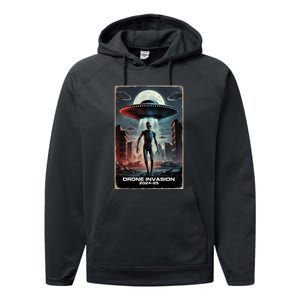 Drones New Jersey Ufo Uap Alien Invasion Performance Fleece Hoodie