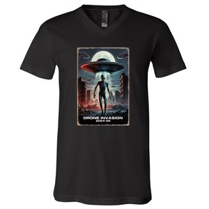 Drones New Jersey Ufo Uap Alien Invasion V-Neck T-Shirt