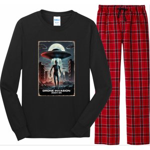 Drones New Jersey Ufo Uap Alien Invasion Long Sleeve Pajama Set