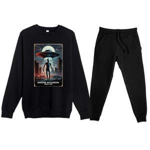 Drones New Jersey Ufo Uap Alien Invasion Premium Crewneck Sweatsuit Set