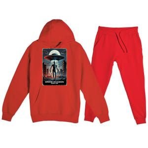 Drones New Jersey Ufo Uap Alien Invasion Premium Hooded Sweatsuit Set