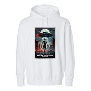 Drones New Jersey Ufo Uap Alien Invasion Garment-Dyed Fleece Hoodie