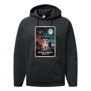 Drones New Jersey Ufo Uap Alien Invasion Project Bluebeam Performance Fleece Hoodie