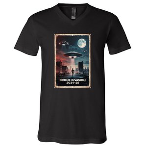 Drones New Jersey Ufo Uap Alien Invasion Project Bluebeam V-Neck T-Shirt