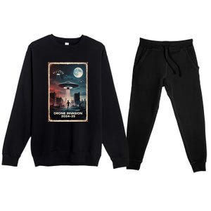 Drones New Jersey Ufo Uap Alien Invasion Project Bluebeam Premium Crewneck Sweatsuit Set