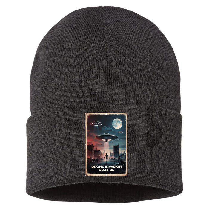 Drones New Jersey Ufo Uap Alien Invasion Project Bluebeam Sustainable Knit Beanie