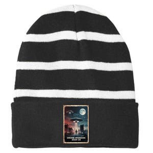 Drones New Jersey Ufo Uap Alien Invasion Project Bluebeam Striped Beanie with Solid Band