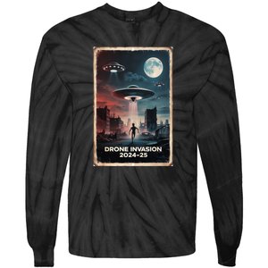 Drones New Jersey Ufo Uap Alien Invasion Project Bluebeam Tie-Dye Long Sleeve Shirt