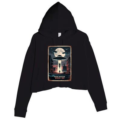 Drones New Jersey Ufo Uap Alien Invasion Project Bluebeam Crop Fleece Hoodie