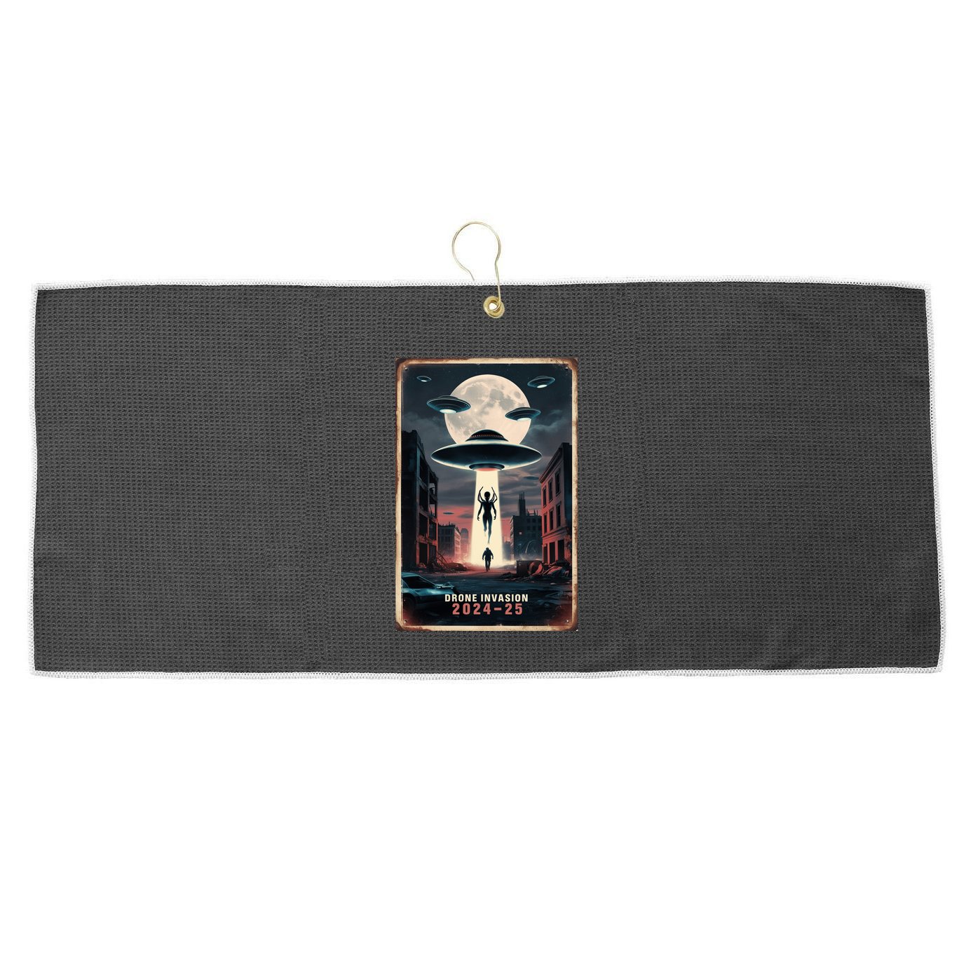 Drones New Jersey Ufo Uap Alien Invasion Project Bluebeam Large Microfiber Waffle Golf Towel
