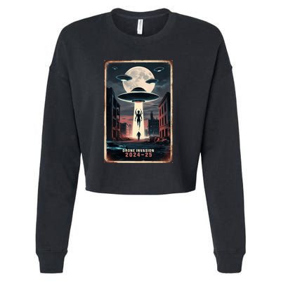 Drones New Jersey Ufo Uap Alien Invasion Project Bluebeam Cropped Pullover Crew