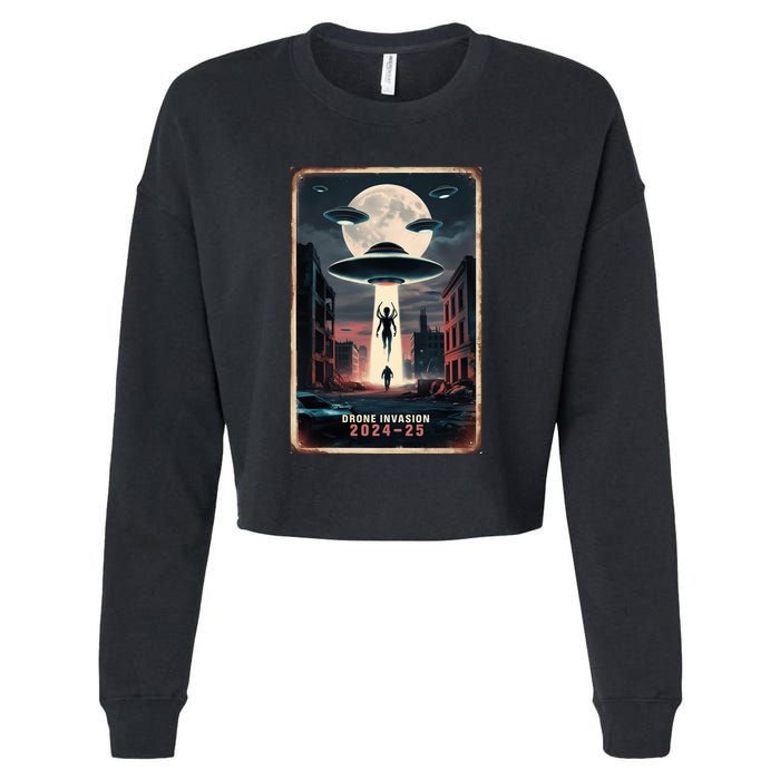 Drones New Jersey Ufo Uap Alien Invasion Project Bluebeam Cropped Pullover Crew