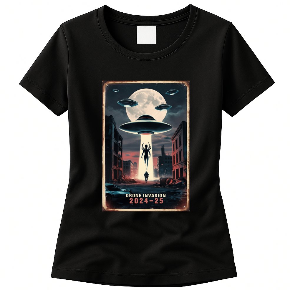 Drones New Jersey Ufo Uap Alien Invasion Project Bluebeam Womens T-Shirt