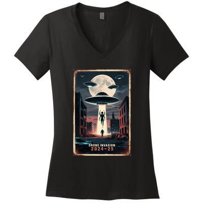 Drones New Jersey Ufo Uap Alien Invasion Project Bluebeam Women's V-Neck T-Shirt