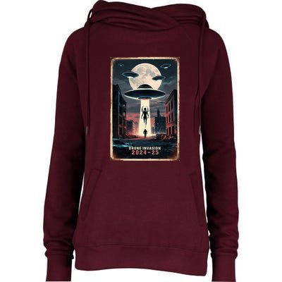 Drones New Jersey Ufo Uap Alien Invasion Project Bluebeam Womens Funnel Neck Pullover Hood