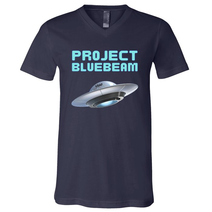 Drones New Jersey Ufo Uap Alien Invasion Project Bluebeam V-Neck T-Shirt