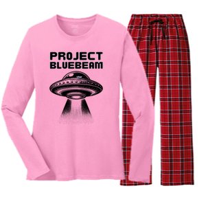 Drones New Jersey Ufo Uap Alien Invasion Project Bluebeam Women's Long Sleeve Flannel Pajama Set 