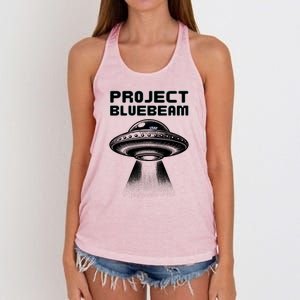 Drones New Jersey Ufo Uap Alien Invasion Project Bluebeam Women's Knotted Racerback Tank