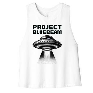 Drones New Jersey Ufo Uap Alien Invasion Project Bluebeam Women's Racerback Cropped Tank