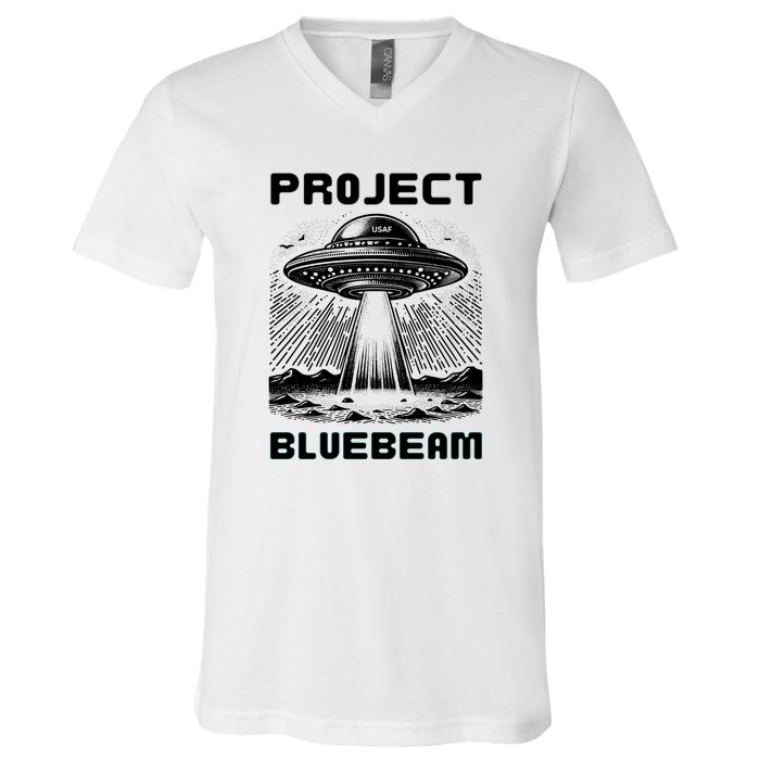 Drones New Jersey Ufo Uap Alien Invasion Project Bluebeam V-Neck T-Shirt