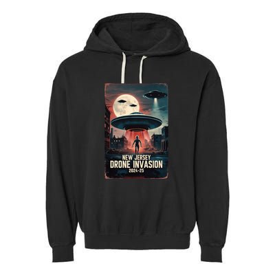 Drones New Jersey Ufo Uap Alien Invasion Garment-Dyed Fleece Hoodie