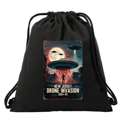 Drones New Jersey Ufo Uap Alien Invasion Drawstring Bag