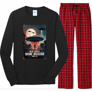 Drones New Jersey Ufo Uap Alien Invasion Long Sleeve Pajama Set