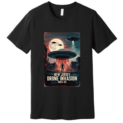 Drones New Jersey Ufo Uap Alien Invasion Premium T-Shirt