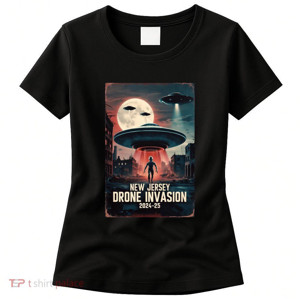 Drones New Jersey Ufo Uap Alien Invasion Womens T-Shirt