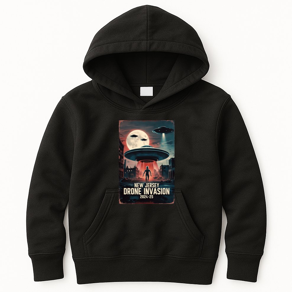 Drones New Jersey Ufo Uap Alien Invasion Kids Hoodie
