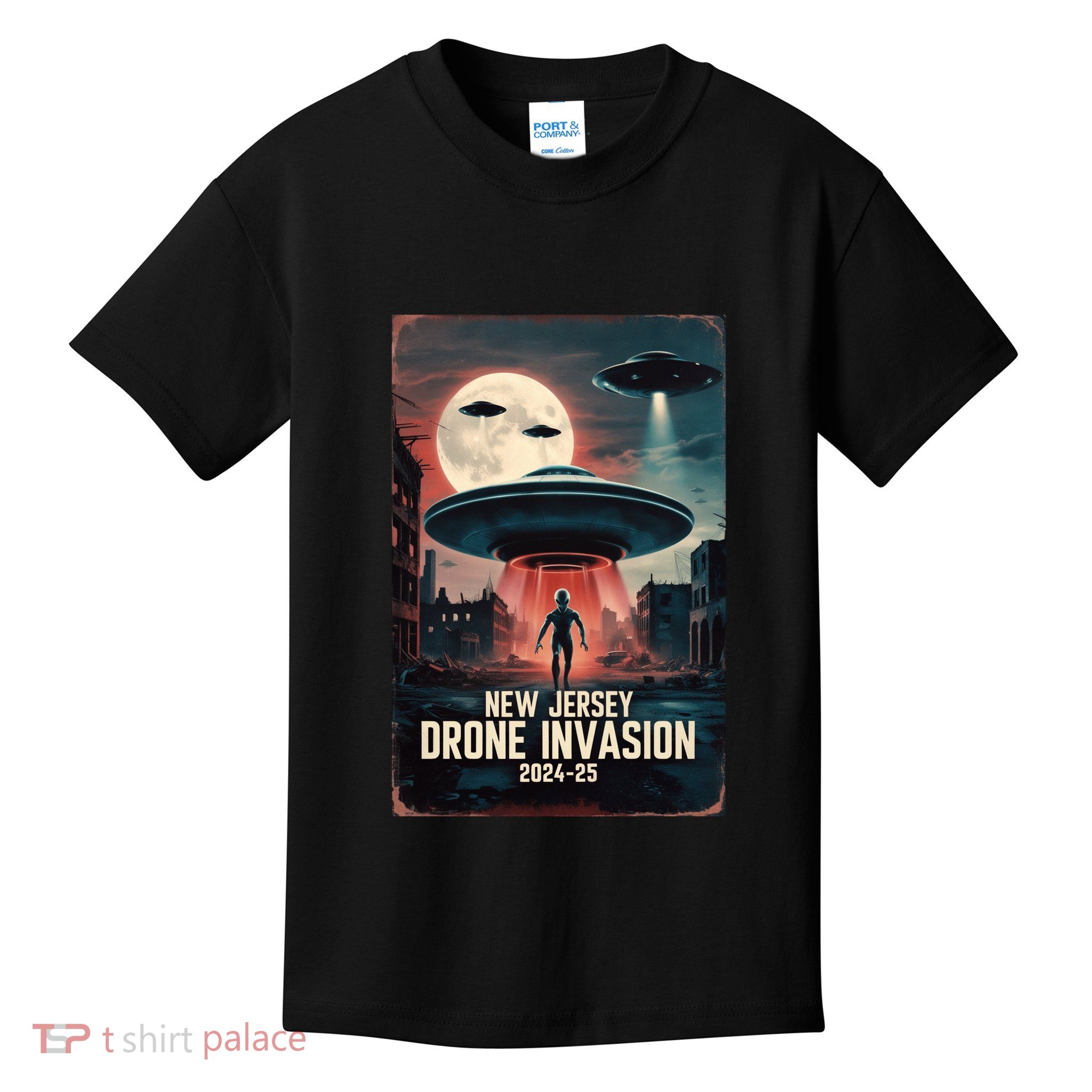 Drones New Jersey Ufo Uap Alien Invasion Kids T-Shirt