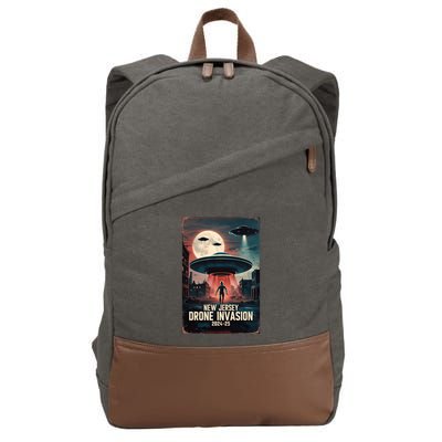 Drones New Jersey Ufo Uap Alien Invasion Cotton Canvas Backpack