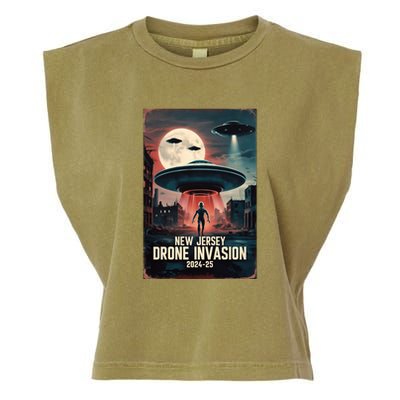 Drones New Jersey Ufo Uap Alien Invasion Garment-Dyed Women's Muscle Tee